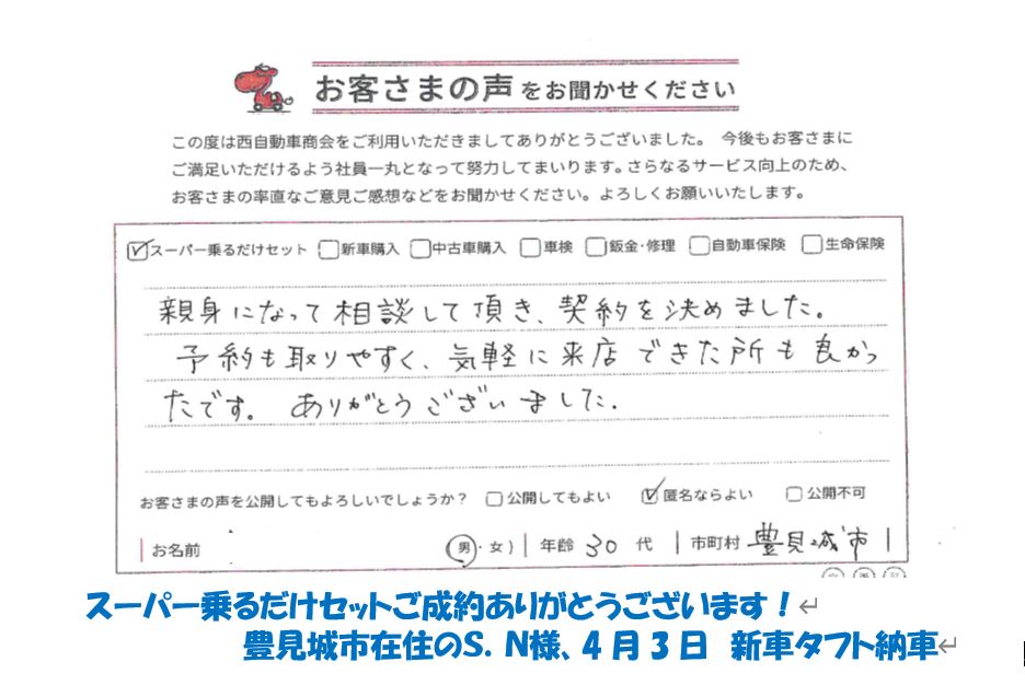 令和4年4月3日　新車タフト納車